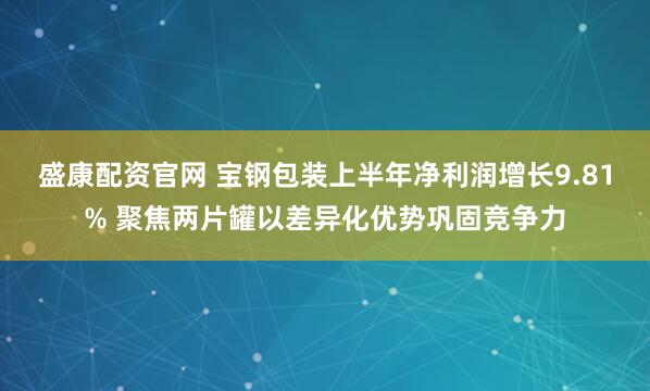 盛康配资官网 宝钢包装上半年净利润增长9.81% 聚焦两片罐以差异化优势巩固竞争力